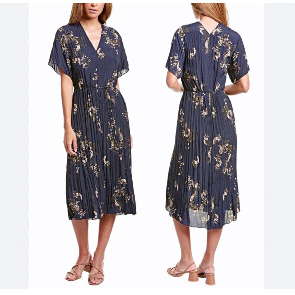 Vince Navy Floral Midi Dress